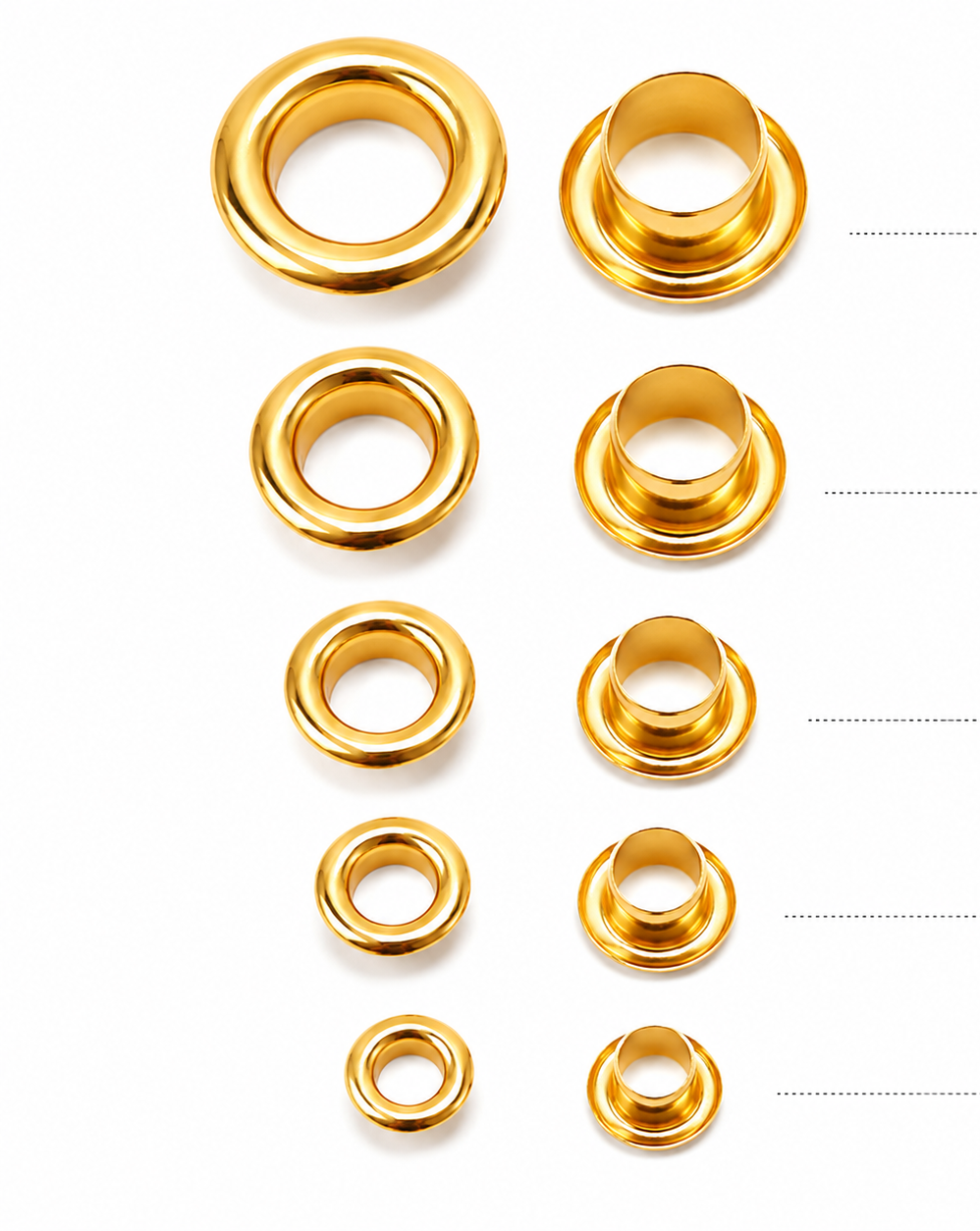 Metal Eyelets & Grommets for Leather, Bags, Shoes & Garments (4mm–10mm) Gold Color 50 pcs