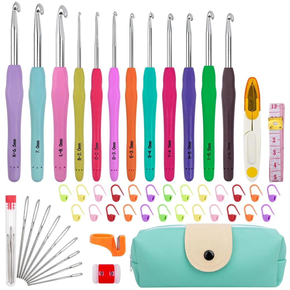 Ergonomic Crochet Hook Set with Storage Case – Complete Knitting & Crochet Kit (12 Hooks + Accessories)