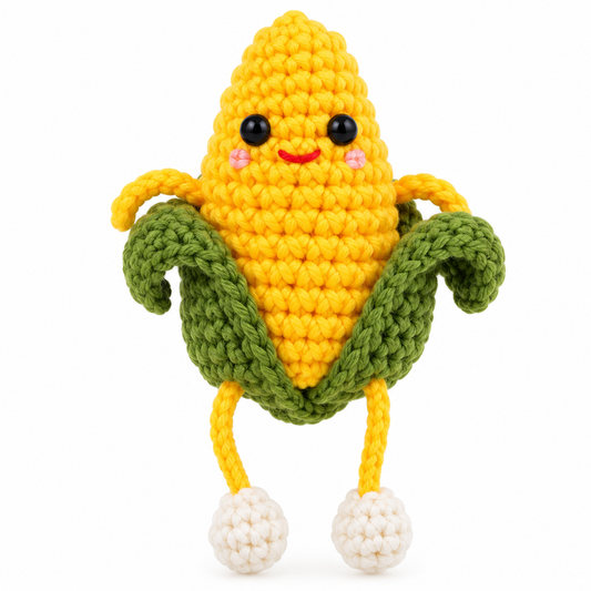 Handmade Crochet Corn Plushie | Cute Amigurumi Corn Doll with Green Husk