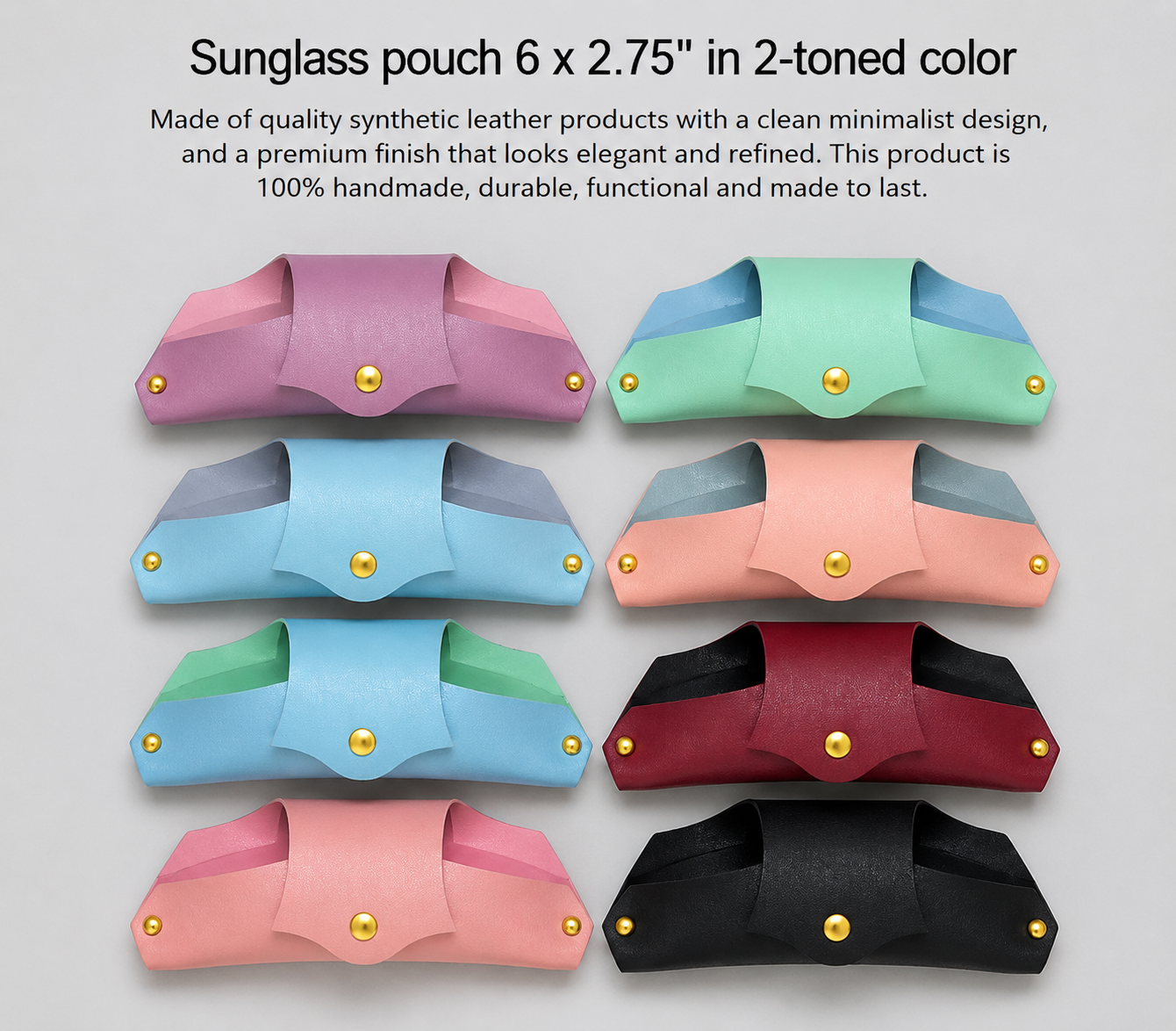 Handmade Sunglass Pouch 6 × 2.75" – 2-Toned Synthetic Leather