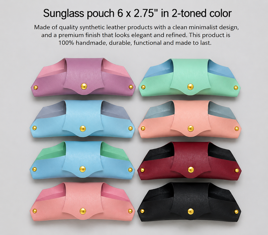 Handmade Sunglass Pouch 6 × 2.75" – 2-Toned Synthetic Leather