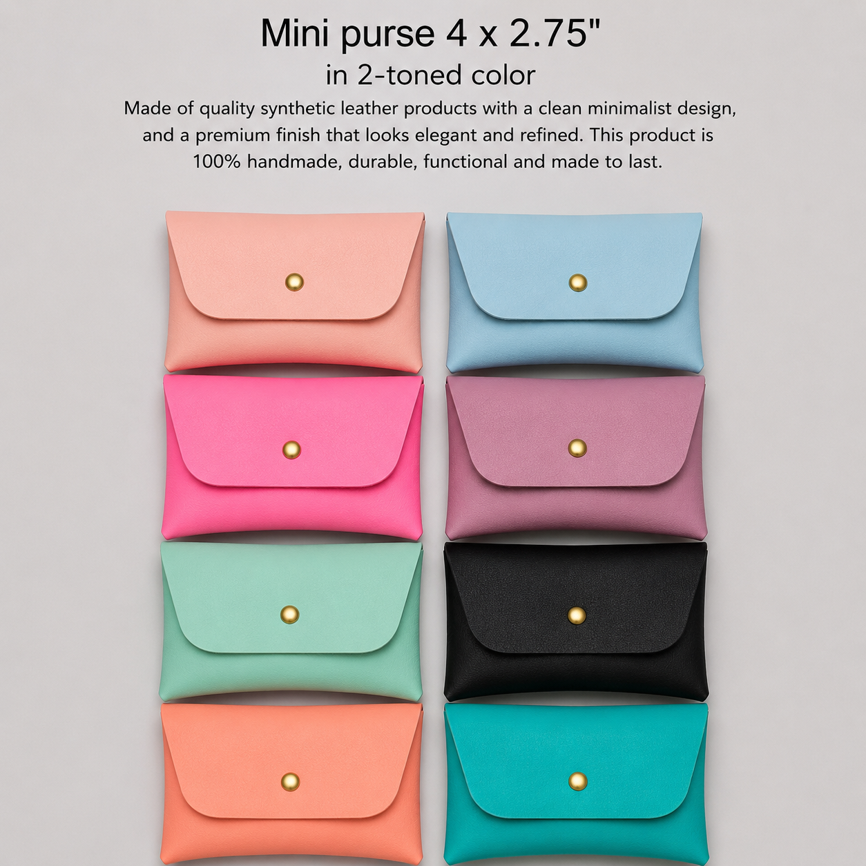 Handmade Mini Purse 4 × 2.75" – 2-Toned Synthetic Leather