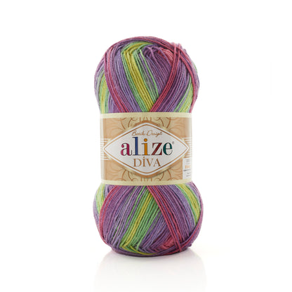 Alize Diva Batik Microfiber Acrylic Yarn – 100g Multicolor Knitting & Crochet Yarn