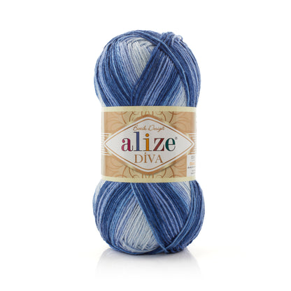 Alize Diva Batik Microfiber Acrylic Yarn – 100g Multicolor Knitting & Crochet Yarn