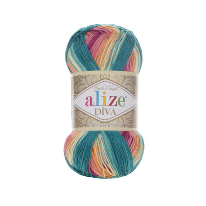 Alize Diva Batik Microfiber Acrylic Yarn – 100g Multicolor Knitting & Crochet Yarn