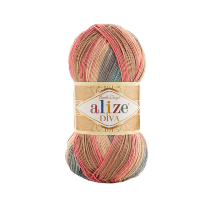 Alize Diva Batik Microfiber Acrylic Yarn – 100g Multicolor Knitting & Crochet Yarn