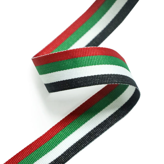 UAE Flag Grosgrain Ribbon 25 mm – National Colors Decorative Ribbon for Crafts & Gift Wrapping 50 Yard