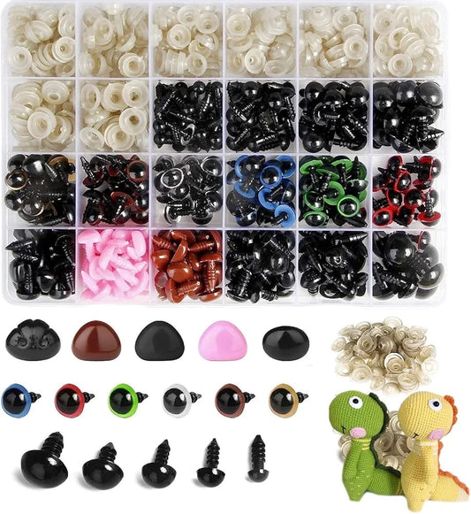 Safety Eyes & Noses Set for Amigurumi, Crochet Toys & Teddy Bears – Assorted Sizes & Colors