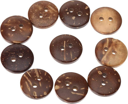 Natural Coconut Shell Buttons – 2 Hole Wooden Buttons for Sewing, Knitting & DIY Crafts