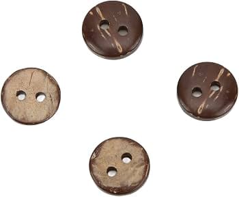 Natural Coconut Shell Buttons – 2 Hole Wooden Buttons for Sewing, Knitting & DIY Crafts