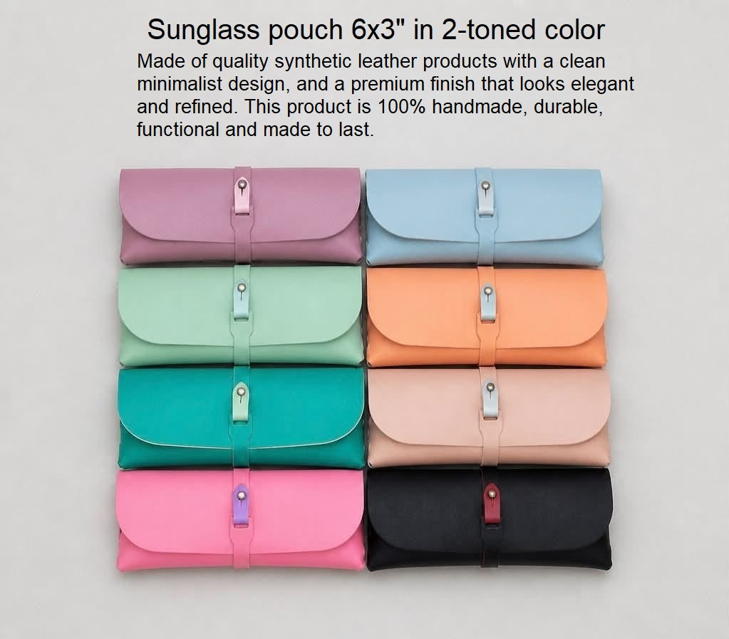Handmade Sunglass Holder 6.75 × 2.75" – 2-Toned Synthetic Leather