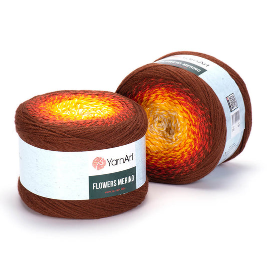 YarnArt Flowers Merino Cake Yarn – 25% Wool, 75% Acrylic Gradient Yarn (225g)