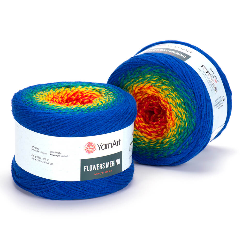 YarnArt Flowers Merino Cake Yarn – 25% Wool, 75% Acrylic Gradient Yarn (225g)