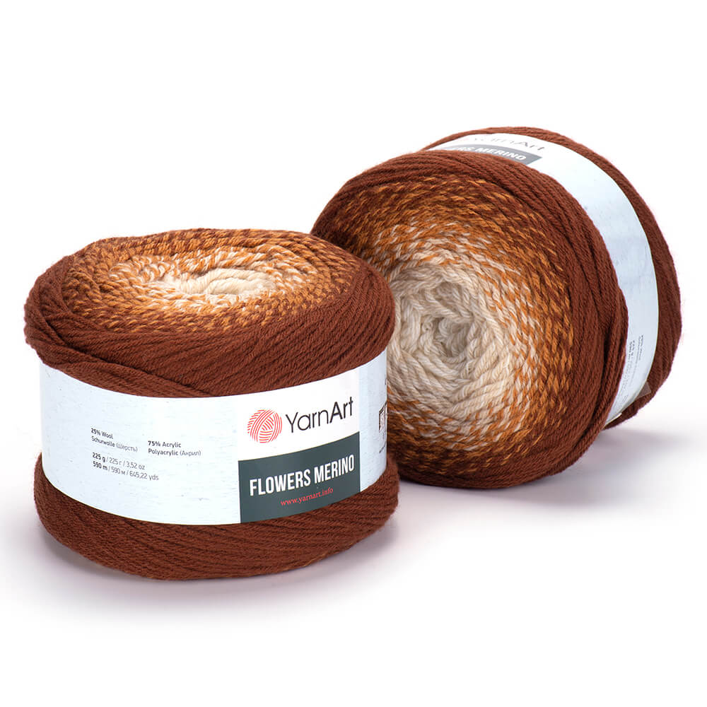 YarnArt Flowers Merino Cake Yarn – 25% Wool, 75% Acrylic Gradient Yarn (225g)