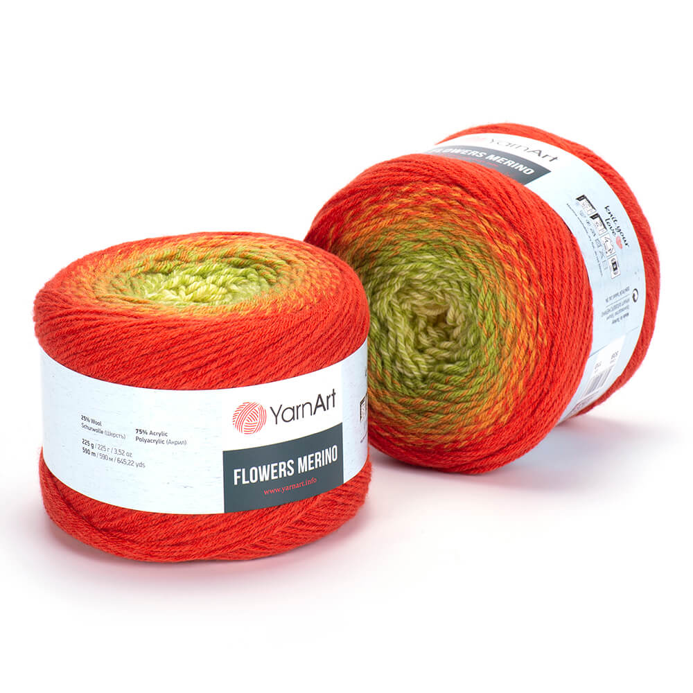 YarnArt Flowers Merino Cake Yarn – 25% Wool, 75% Acrylic Gradient Yarn (225g)