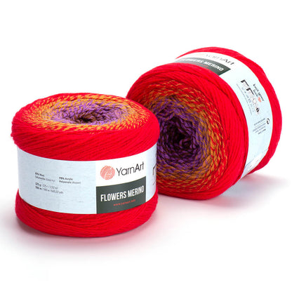YarnArt Flowers Merino Cake Yarn – 25% Wool, 75% Acrylic Gradient Yarn (225g)