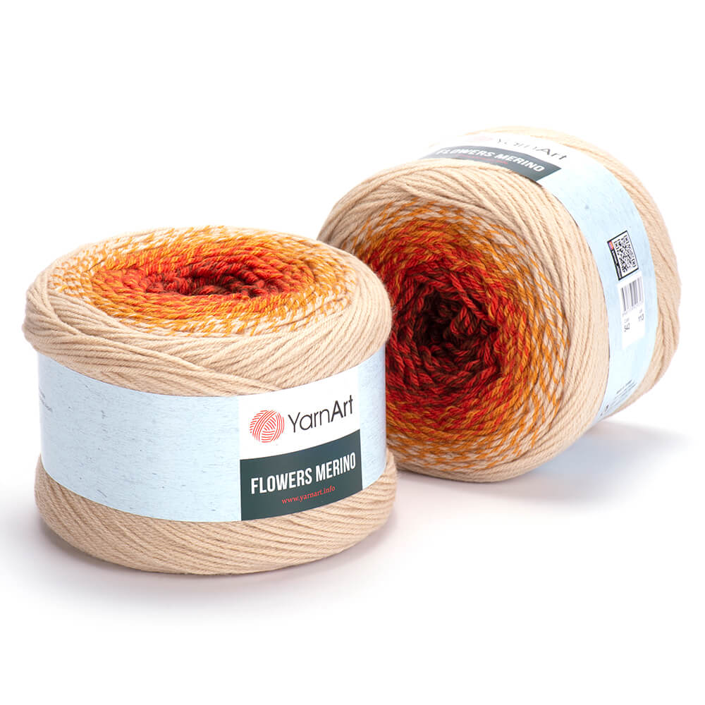 YarnArt Flowers Merino Cake Yarn – 25% Wool, 75% Acrylic Gradient Yarn (225g)