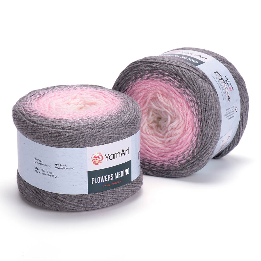 YarnArt Flowers Merino Cake Yarn – 25% Wool, 75% Acrylic Gradient Yarn (225g)