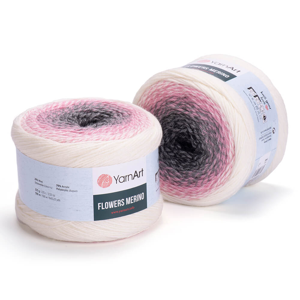 YarnArt Flowers Merino Cake Yarn – 25% Wool, 75% Acrylic Gradient Yarn (225g)