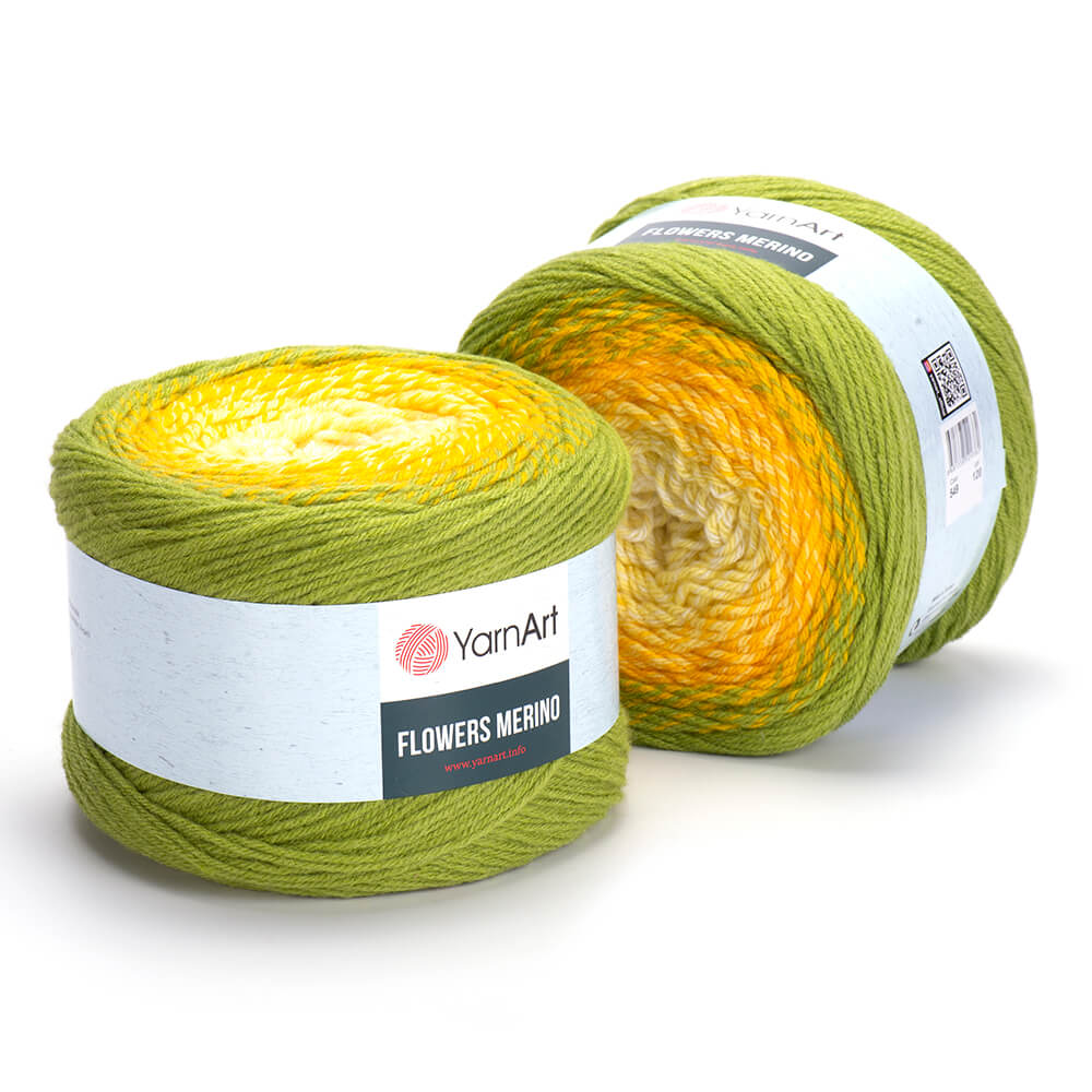 YarnArt Flowers Merino Cake Yarn – 25% Wool, 75% Acrylic Gradient Yarn (225g)