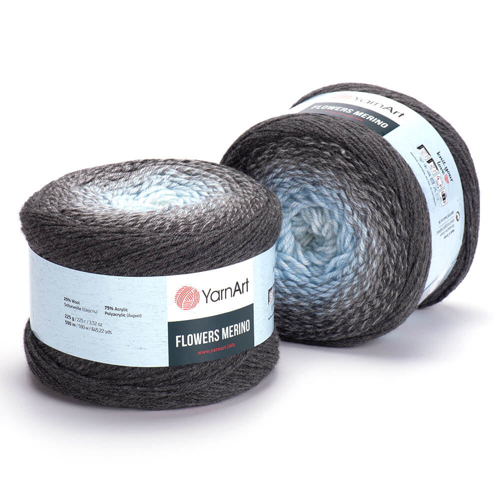 YarnArt Flowers Merino Cake Yarn – 25% Wool, 75% Acrylic Gradient Yarn (225g)