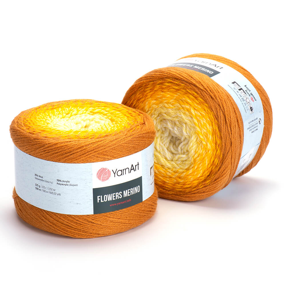 YarnArt Flowers Merino Cake Yarn – 25% Wool, 75% Acrylic Gradient Yarn (225g)