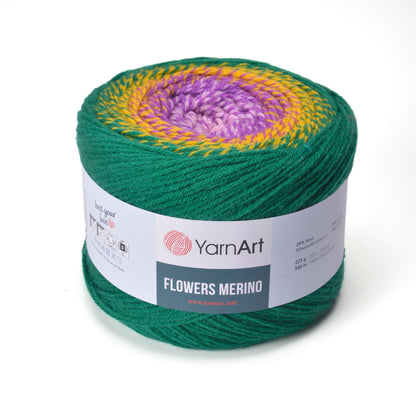 YarnArt Flowers Merino Cake Yarn – 25% Wool, 75% Acrylic Gradient Yarn (225g)