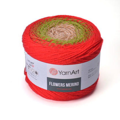 YarnArt Flowers Merino Cake Yarn – 25% Wool, 75% Acrylic Gradient Yarn (225g)
