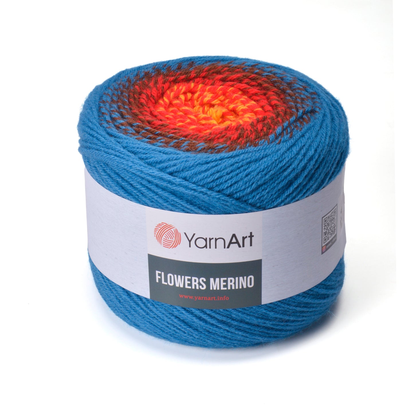 YarnArt Flowers Merino Cake Yarn – 25% Wool, 75% Acrylic Gradient Yarn (225g)