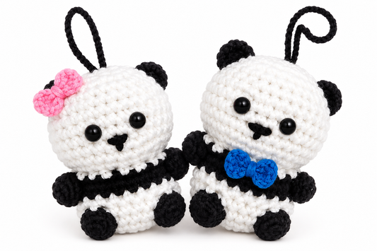 Handmade Crochet Panda Couple Plushies | Cute Amigurumi Panda Bear Set