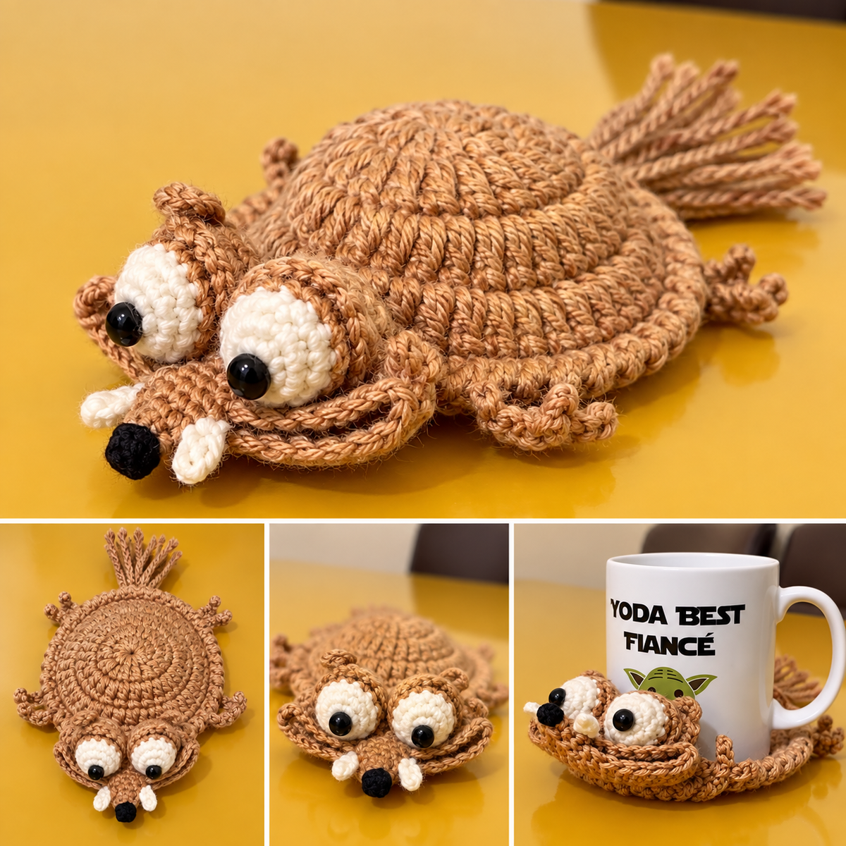 Crochet Scrat Coaster / Mug Rug | Handmade Squirrel Table Decor
