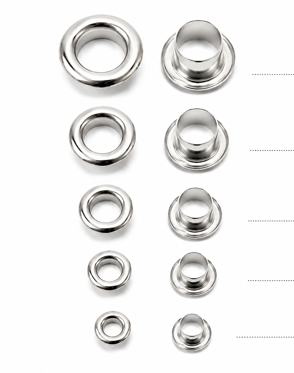 Metal Eyelets & Grommets for Leather, Bags, Shoes & Garments (4mm–10mm) Silver Color 50 pcs
