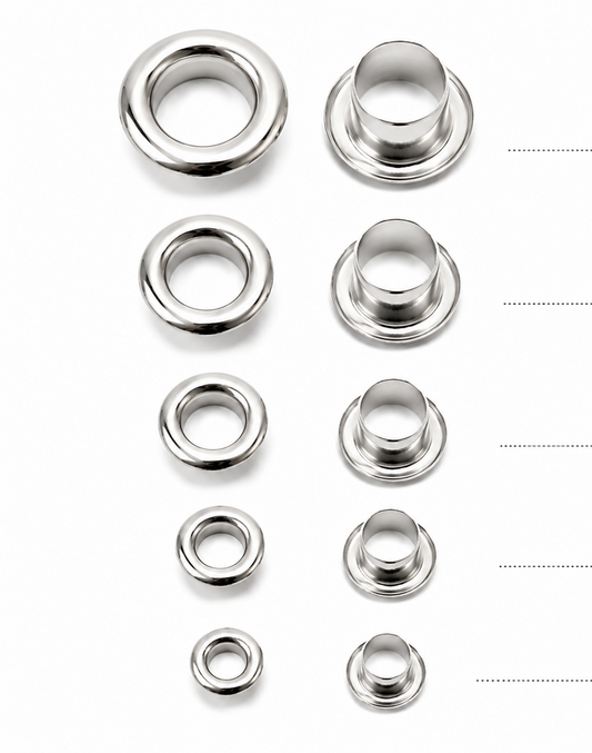 Metal Eyelets & Grommets for Leather, Bags, Shoes & Garments (4mm–10mm) Silver Color 50 pcs