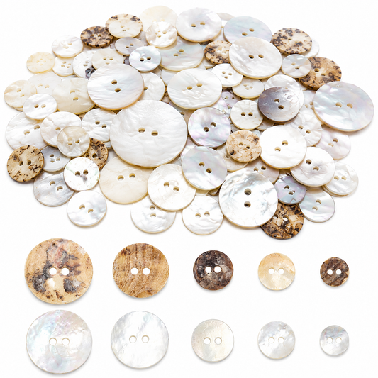 Natural Shell Sewing Buttons – 2 Hole Round Mother of Pearl Buttons 12 pcs