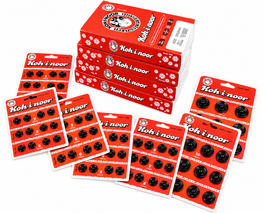 Kohinoor  Automatic Snap Buttons – Metallic Black Press Stud Fasteners 1 Box